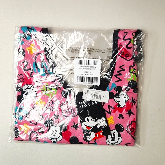 ❤️NWT VINTAGE TORRI DISNEY MICKEY MOUSE PRINT BRALETTE SCOOP SPORT BRA WIRELESS - Picture 7 of 14